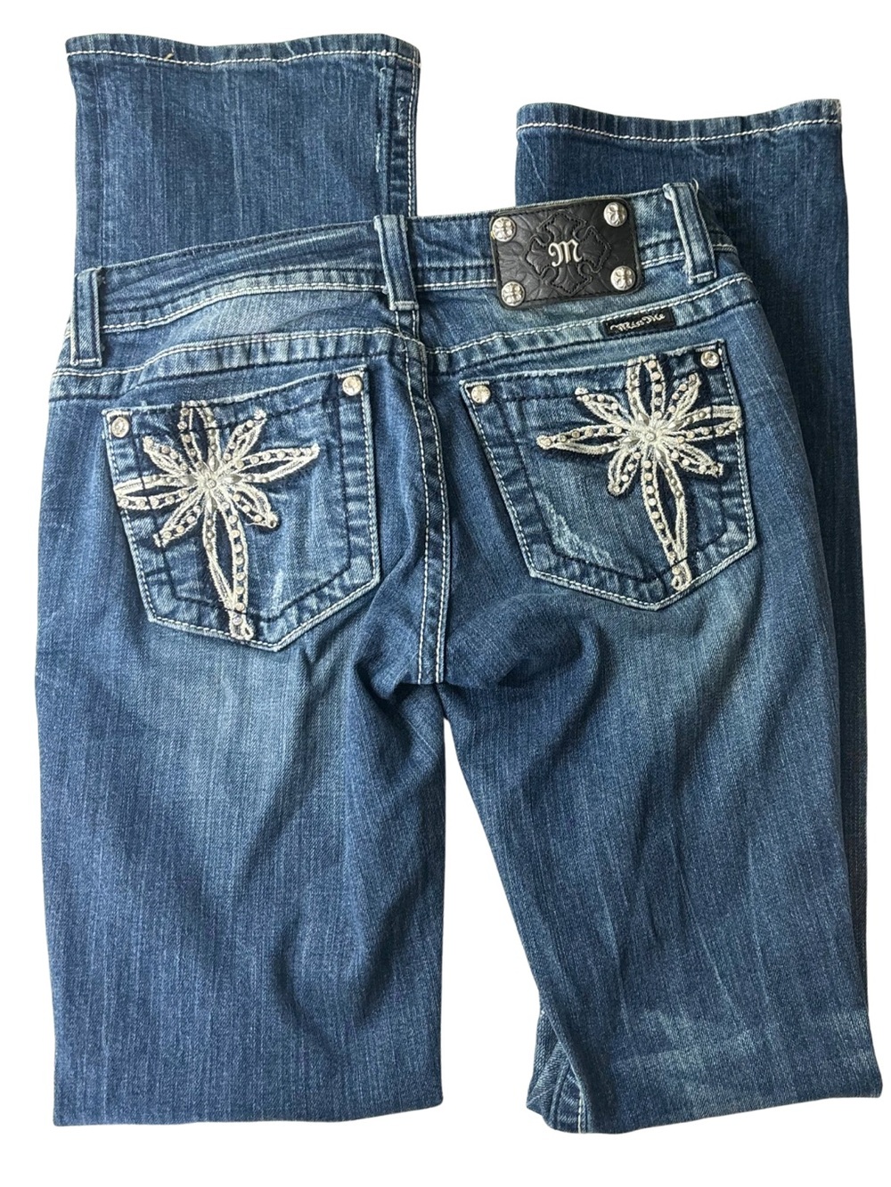 Miss Me Boot Cut Jeans Size 27 Rhinestone Embellished Low Rise Y2K - Picture 2 of 11